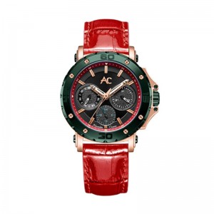 Alexandre Christie AC 9205 Rosegold Red Green Leather Lady BFLRNBA